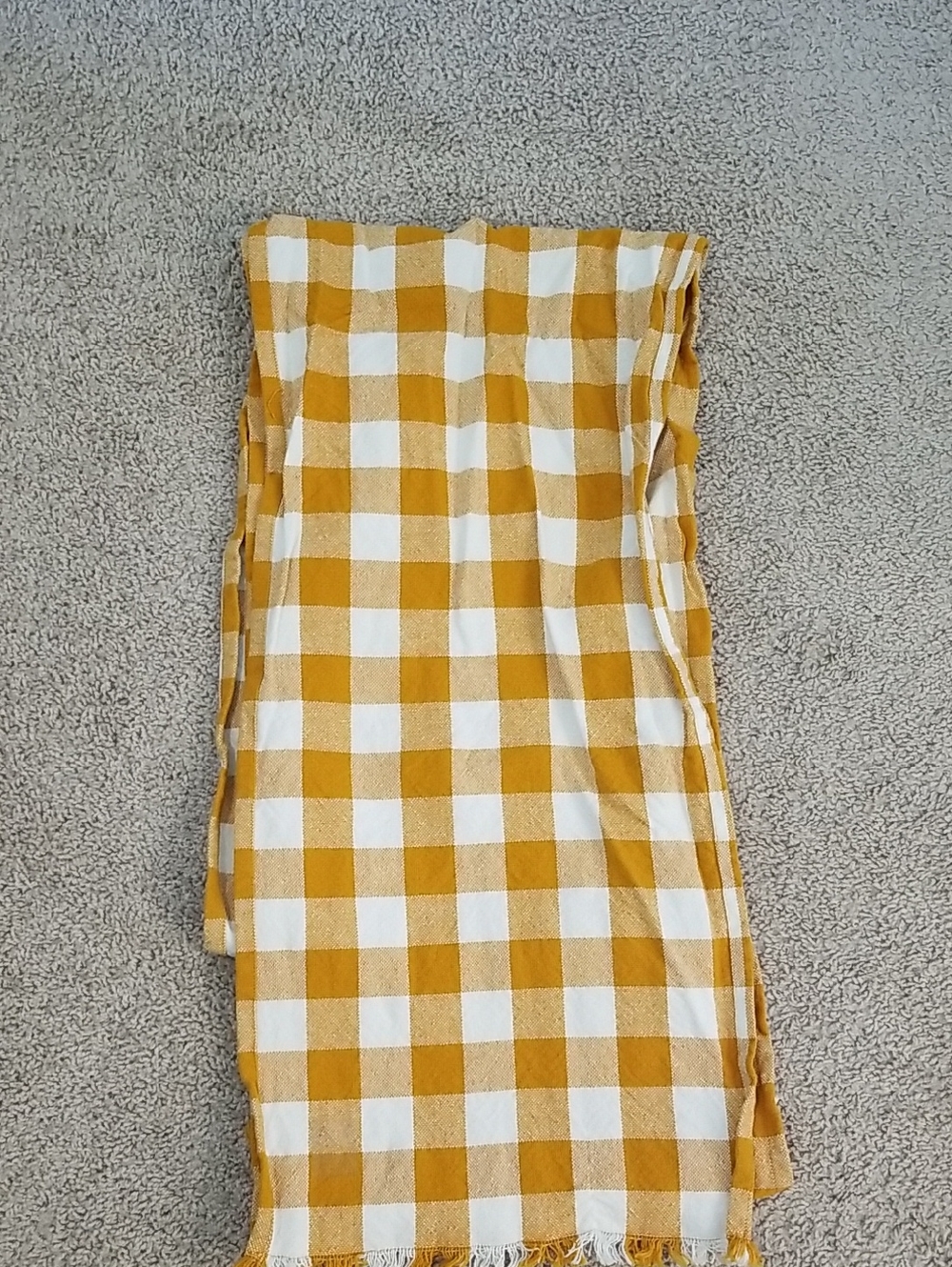 DII Heavyweight Fringed Check Table Runner, 14×108 Pumpkin Spice Shade